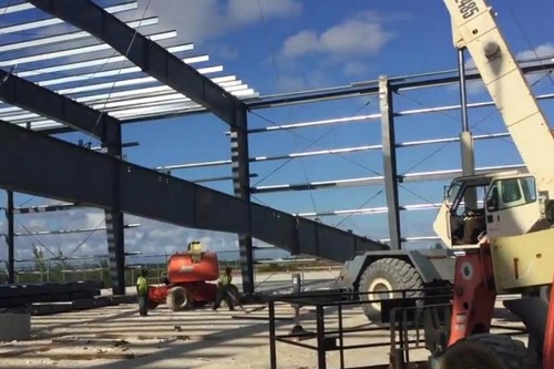 Odyssey Aviation steel building work-in-progress, The Bahamas